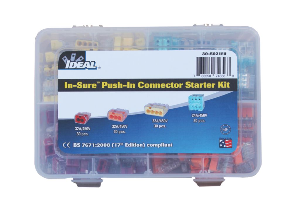 The ultimate Ideal InSure PushIn Wire Connectors Starter Set 110Pcs