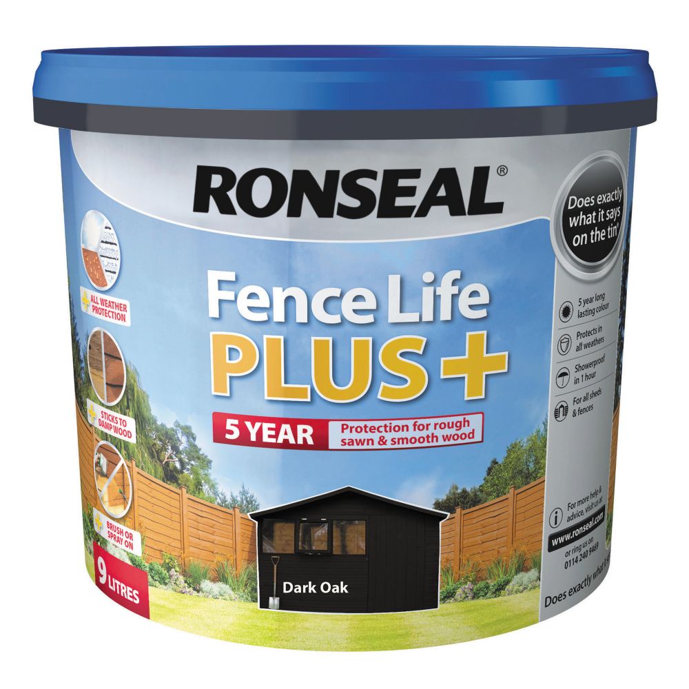 The ultimate Ronseal Fence Life Plus Shed & Fence Treatment Dark Oak